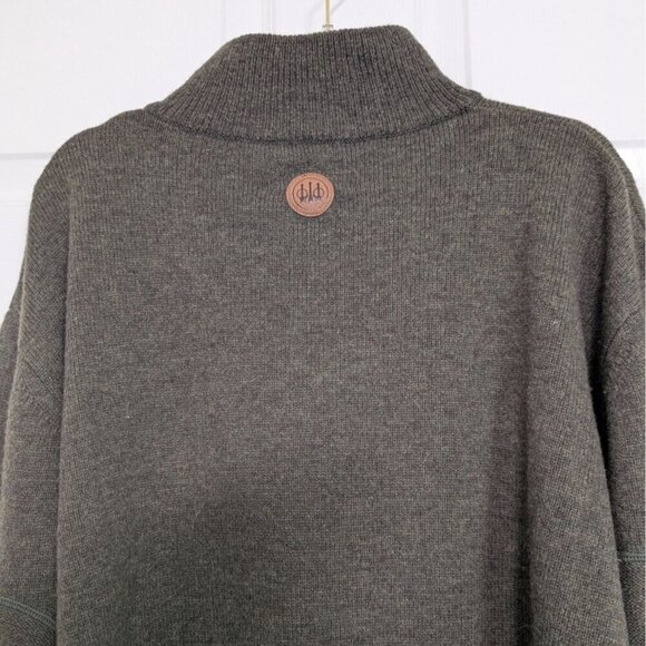 Beretta Lambswool 1/4 Zip Sweater Mens Size XL Dark Green Elbow Patches Pullover - Picture 11 of 16